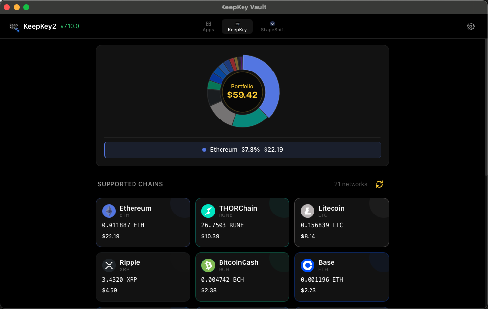 KeepKey desktop multi-chain portfolio dashboard